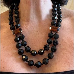 Black and Topaz Double Strand Necklace